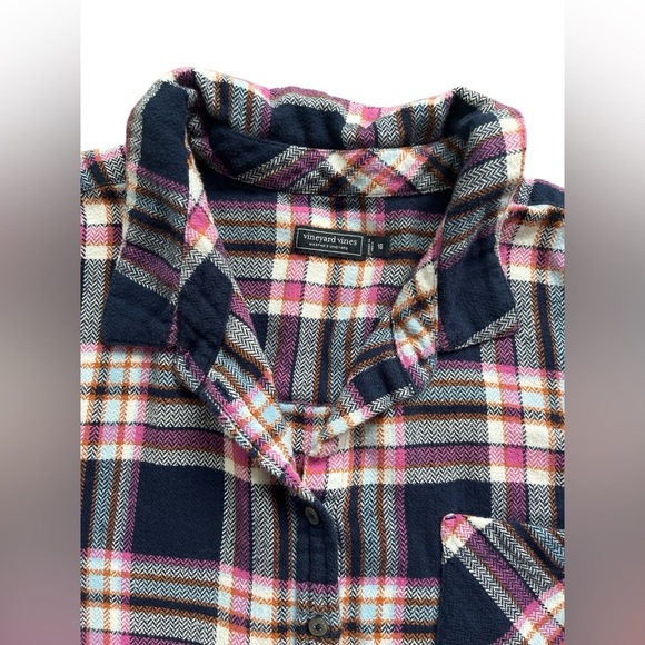 Vineyard Vines Ladies Relaxed Fit Navy and Pink Flannel Size 18 - Picture 3 of 7